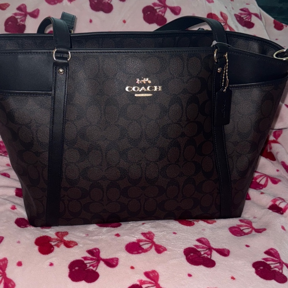 Coach Black and Brown Signature tote diaper bag